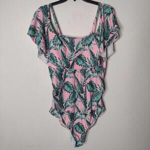 NWT Jinyongxin Women's Pink Tropical/Maternity One-Piece Swimsuit Size XL